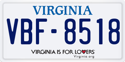 VA license plate VBF8518