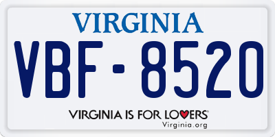 VA license plate VBF8520