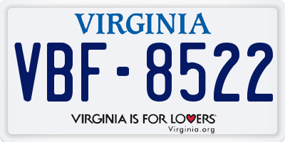 VA license plate VBF8522