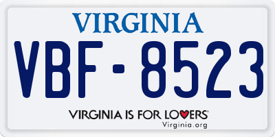 VA license plate VBF8523