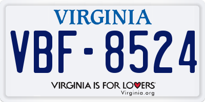 VA license plate VBF8524