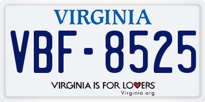 VA license plate VBF8525