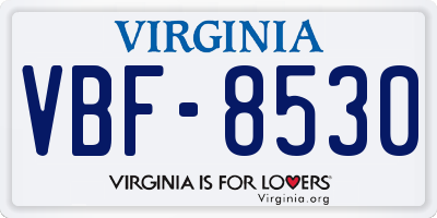 VA license plate VBF8530