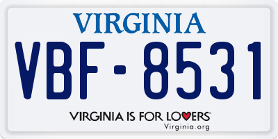 VA license plate VBF8531