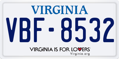 VA license plate VBF8532