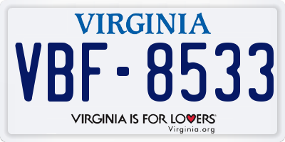 VA license plate VBF8533