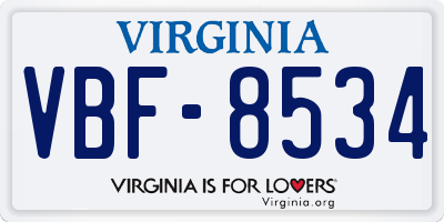VA license plate VBF8534