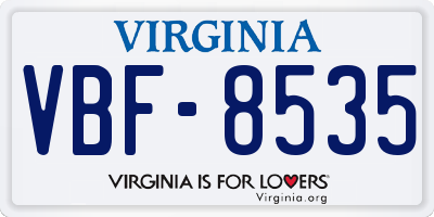 VA license plate VBF8535