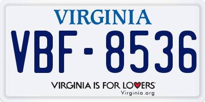 VA license plate VBF8536