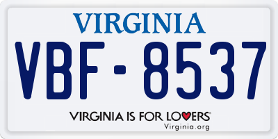 VA license plate VBF8537