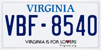 VA license plate VBF8540
