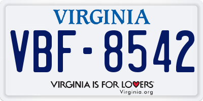 VA license plate VBF8542