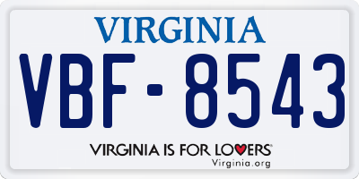 VA license plate VBF8543
