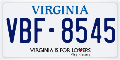 VA license plate VBF8545