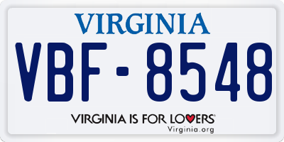 VA license plate VBF8548