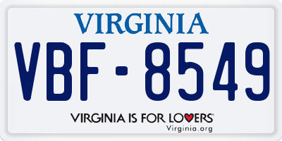VA license plate VBF8549