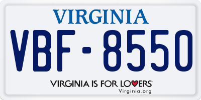 VA license plate VBF8550