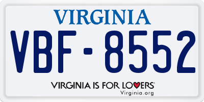 VA license plate VBF8552