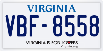 VA license plate VBF8558
