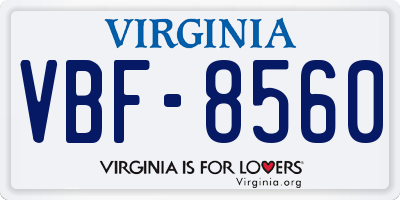 VA license plate VBF8560
