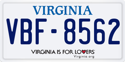 VA license plate VBF8562