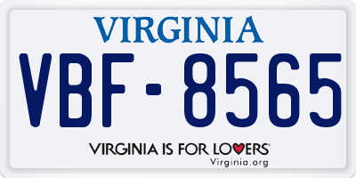 VA license plate VBF8565