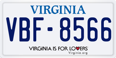 VA license plate VBF8566