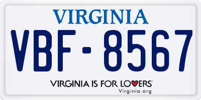 VA license plate VBF8567