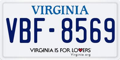 VA license plate VBF8569