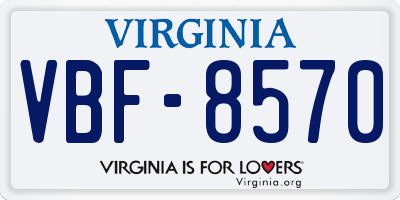 VA license plate VBF8570