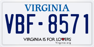 VA license plate VBF8571