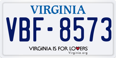 VA license plate VBF8573