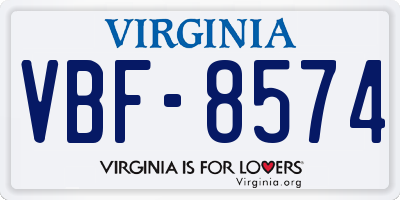 VA license plate VBF8574