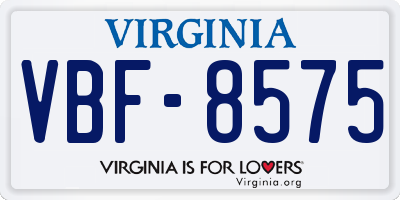 VA license plate VBF8575