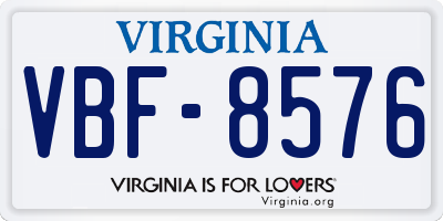 VA license plate VBF8576
