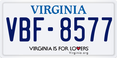 VA license plate VBF8577