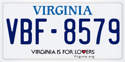 VA license plate VBF8579