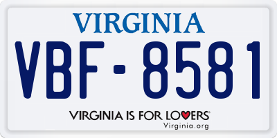 VA license plate VBF8581