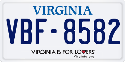 VA license plate VBF8582