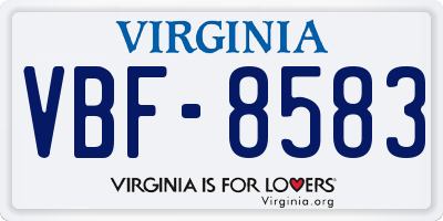 VA license plate VBF8583