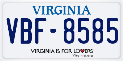 VA license plate VBF8585