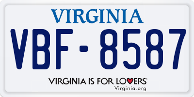 VA license plate VBF8587