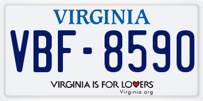 VA license plate VBF8590