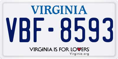 VA license plate VBF8593