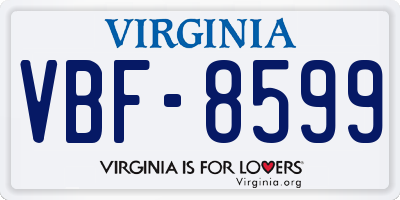 VA license plate VBF8599