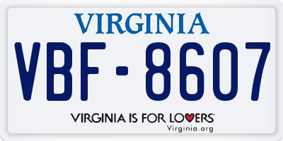 VA license plate VBF8607