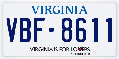 VA license plate VBF8611