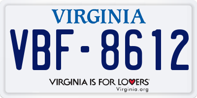 VA license plate VBF8612