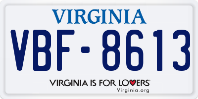 VA license plate VBF8613