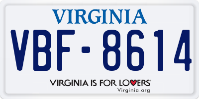 VA license plate VBF8614